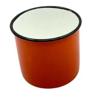 Orange Black Rim Graniteware Coffee Cup Enamel Mug Retro Vintage Kitchen